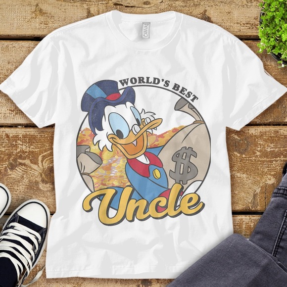 DuckTales Scrooge McDuck World's Best Uncle Disney Unisex Tee Adult T-shirt - Picture 1 of 2